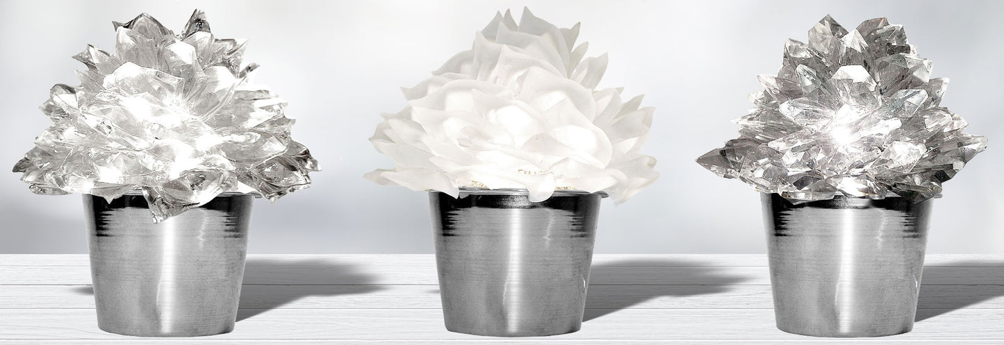 Lampe de pétales de verre en pot