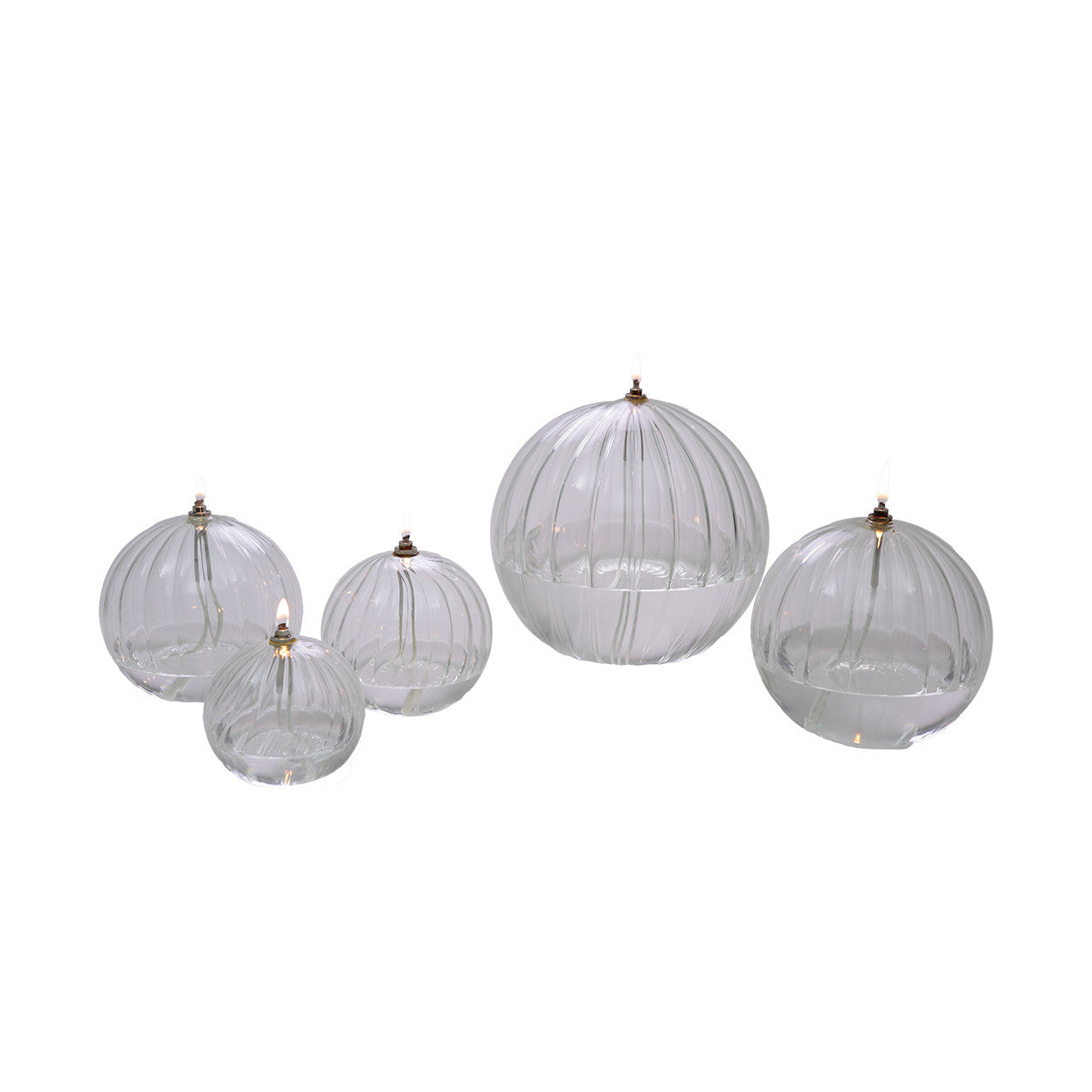 Lampes à huile sphère striée