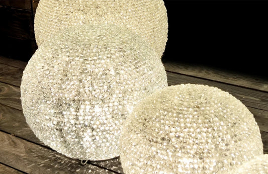 Lampe à poser boule billes de verre